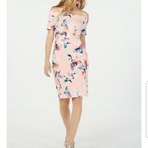 Calvin Klein Off Shoulder Scuba Dress